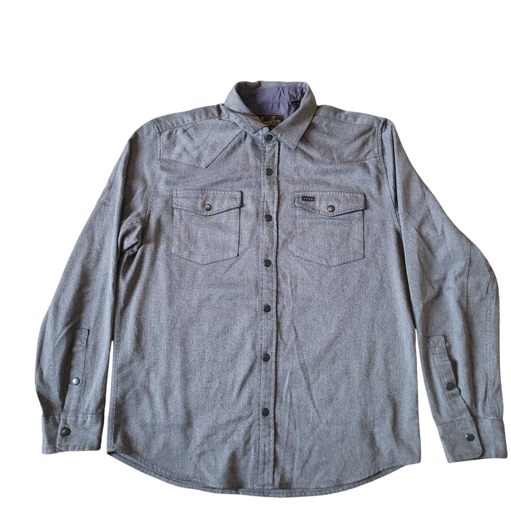 Howler Brothers Mens Medium Stockman Flannel Shirt Grey Western Snap Long Sleeve